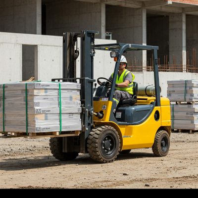 Operator wózka widłowego przestrzegający zasad bezpieczeństwa – wynajemsprzetu24.pl